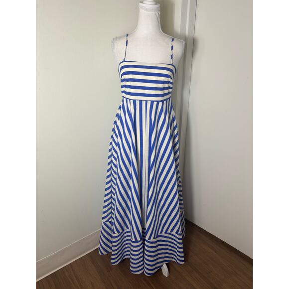 Aston Studio Blue and White Striped Maxi Dress Sz 4 - Picture 1 of 4